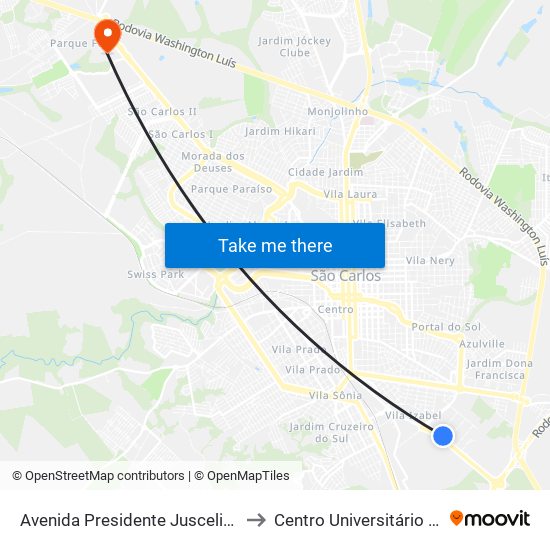 Avenida Presidente Juscelino Kubitscheck, 401 to Centro Universitário Central Paulista map