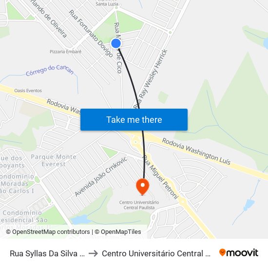 Rua Syllas Da Silva Rosa to Centro Universitário Central Paulista map