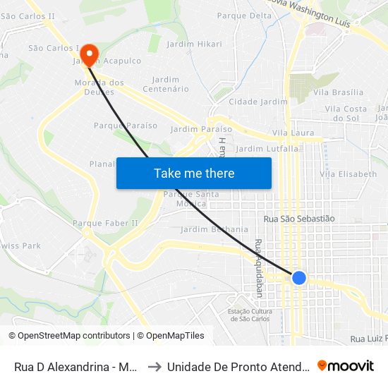 Rua D Alexandrina - Mercado to Unidade De Pronto Atendimento map