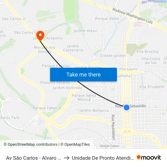 Av São Carlos - Alvaro Guião to Unidade De Pronto Atendimento map