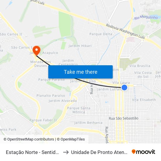Estação Norte - Sentido Bairro to Unidade De Pronto Atendimento map
