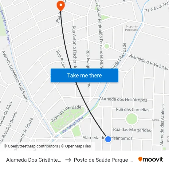 Alameda Dos Crisântemos to Posto de Saúde Parque Delta map
