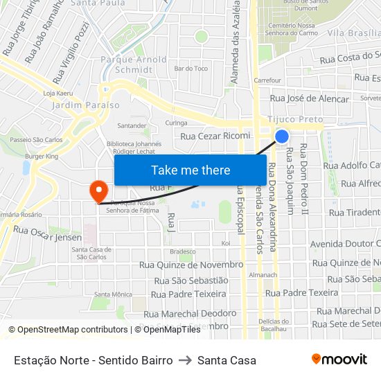 Estação Norte - Sentido Bairro to Santa Casa map