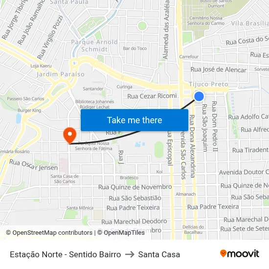 Estação Norte - Sentido Bairro to Santa Casa map