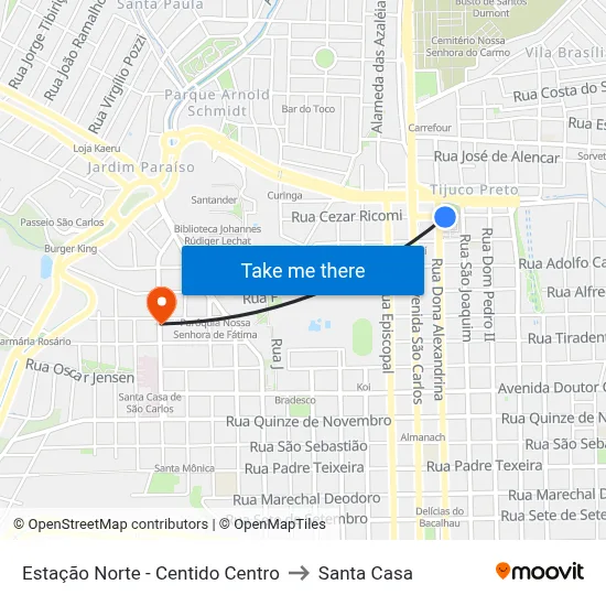 Estação Norte - Centido Centro to Santa Casa map
