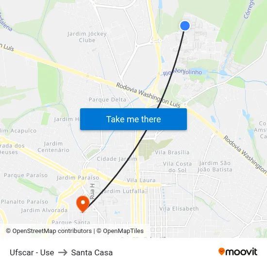 Ufscar - Use to Santa Casa map