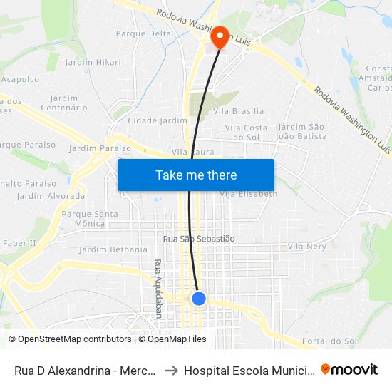 Rua D Alexandrina - Mercado to Hospital Escola Municipal map