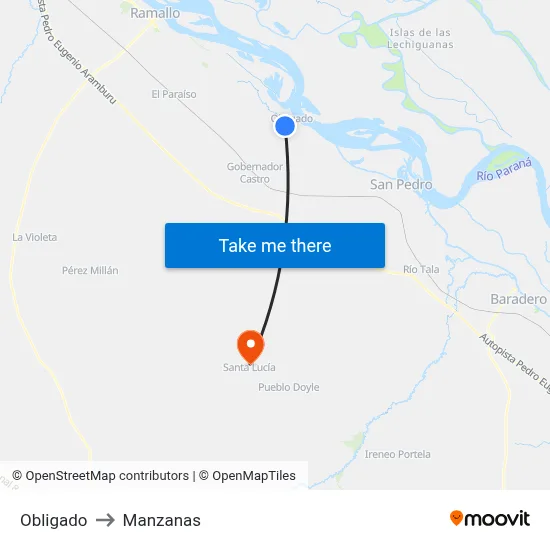 Obligado to Manzanas map