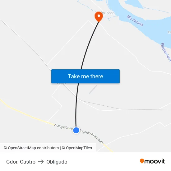Gdor. Castro to Obligado map