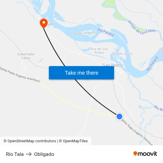 Río Tala to Obligado map