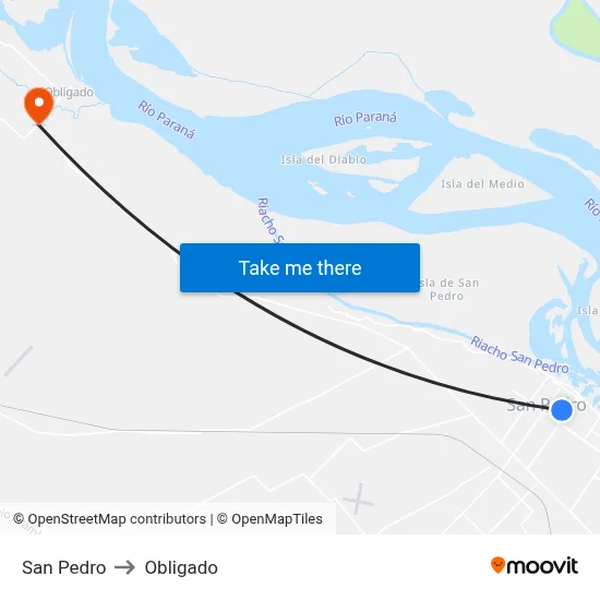 San Pedro to Obligado map