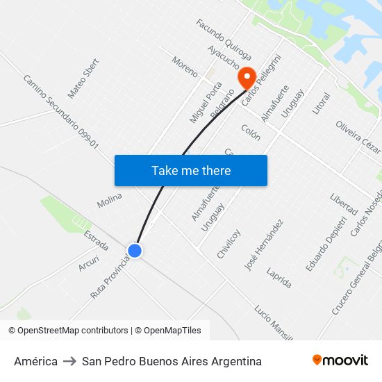 América to San Pedro Buenos Aires Argentina map