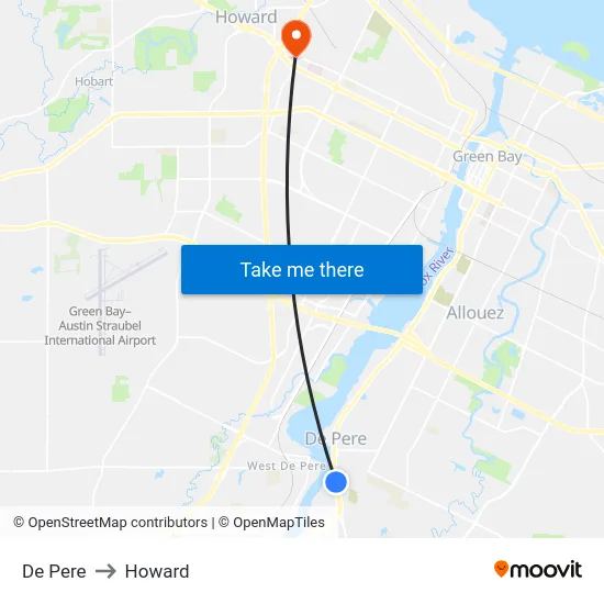 De Pere to Howard map