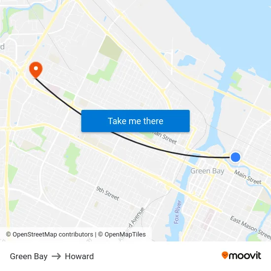 Green Bay to Howard map