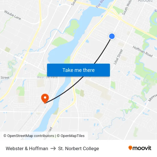 Webster & Hoffman to St. Norbert College map