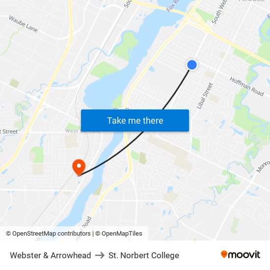 Webster & Arrowhead to St. Norbert College map