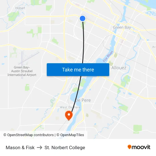 Mason & Fisk to St. Norbert College map