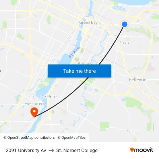 2091 University Av to St. Norbert College map
