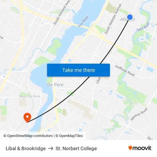 Libal & Brookridge to St. Norbert College map