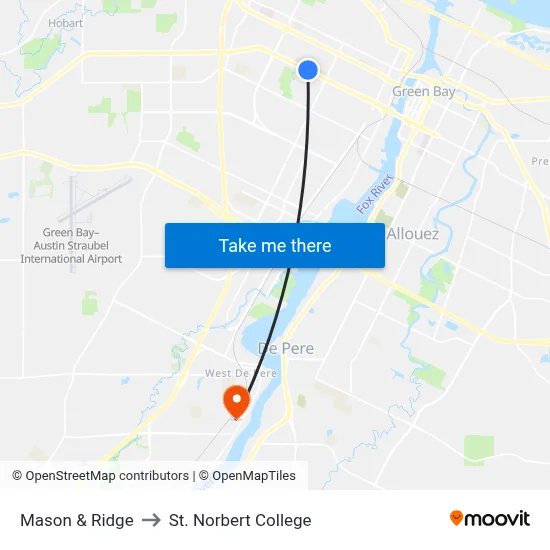 Mason & Ridge to St. Norbert College map