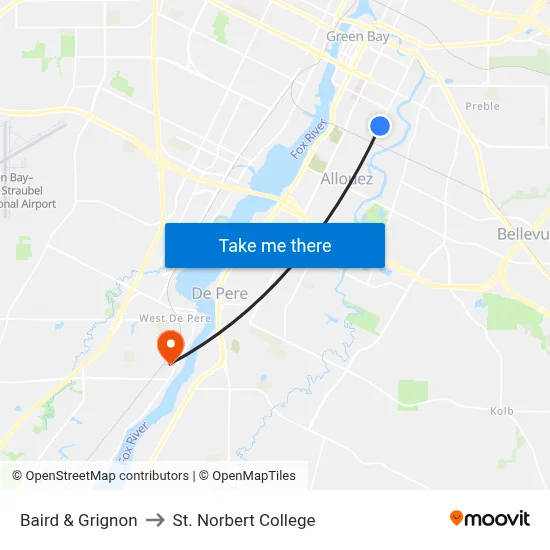 Baird & Grignon to St. Norbert College map