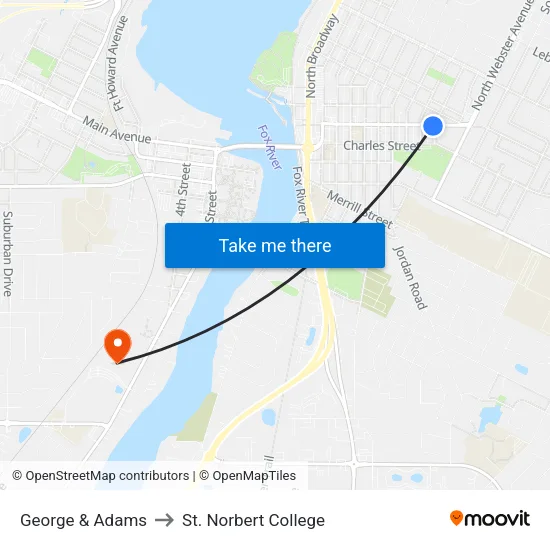 George & Adams to St. Norbert College map