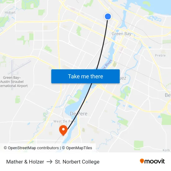 Mather & Holzer to St. Norbert College map