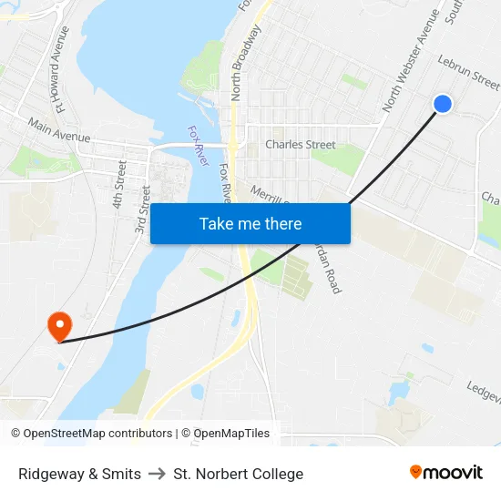 Ridgeway & Smits to St. Norbert College map