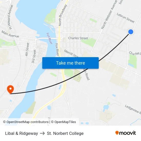 Libal & Ridgeway to St. Norbert College map