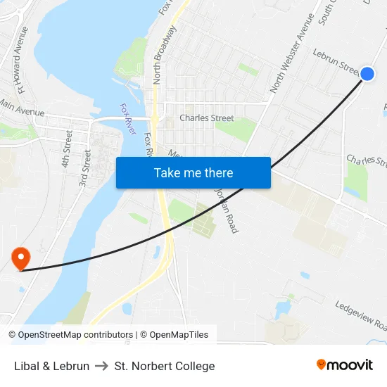 Libal & Lebrun to St. Norbert College map