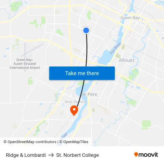 Ridge & Lombardi to St. Norbert College map