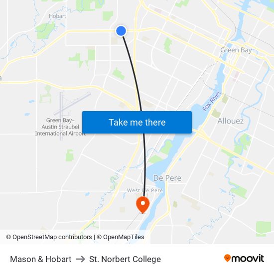 Mason & Hobart to St. Norbert College map