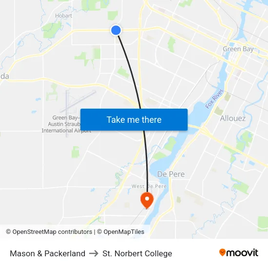 Mason & Packerland to St. Norbert College map