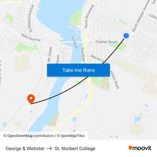 George & Webster to St. Norbert College map