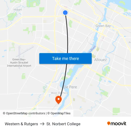 Western & Rutgers to St. Norbert College map