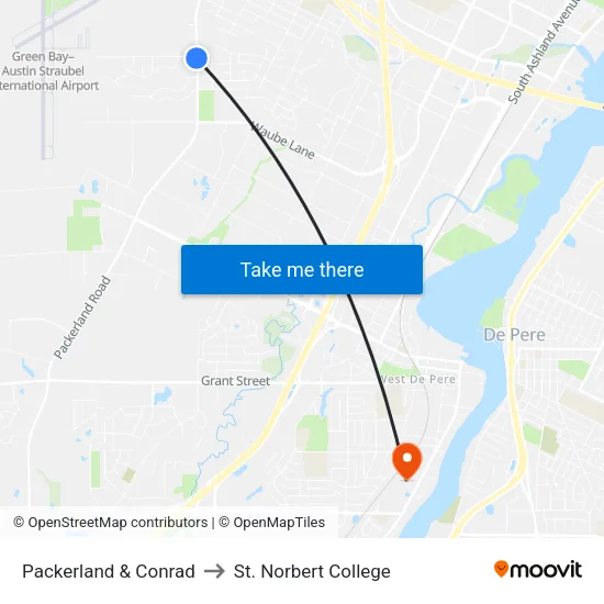 Packerland & Conrad to St. Norbert College map