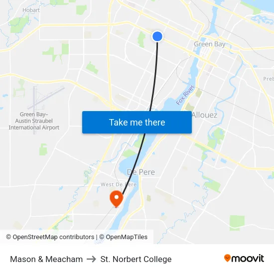 Mason & Meacham to St. Norbert College map
