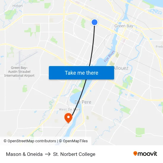 Mason & Oneida to St. Norbert College map
