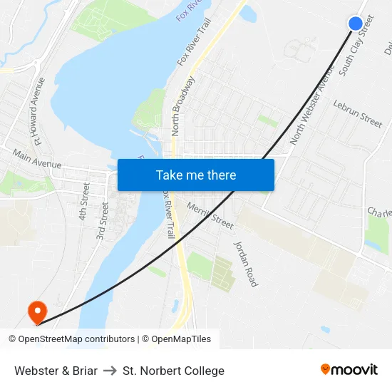 Webster & Briar to St. Norbert College map