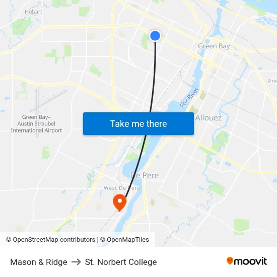 Mason & Ridge to St. Norbert College map
