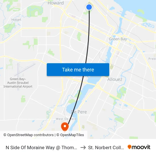 N Side Of Moraine Way @ Thomas St to St. Norbert College map