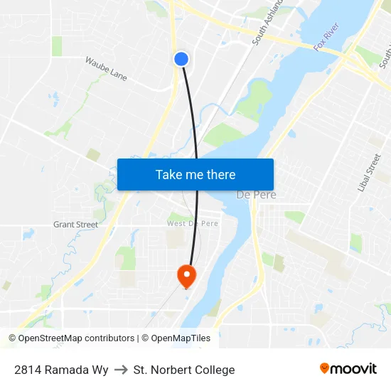 2814 Ramada Wy to St. Norbert College map