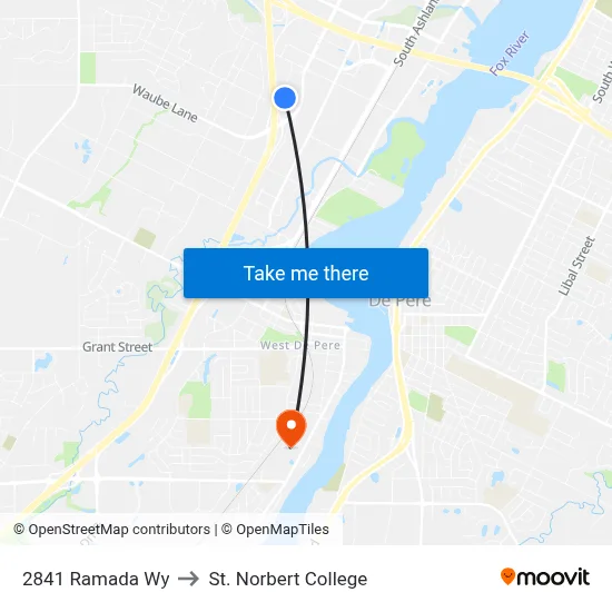 2841 Ramada Wy to St. Norbert College map
