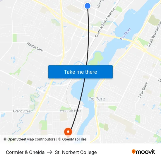 Cormier & Oneida to St. Norbert College map