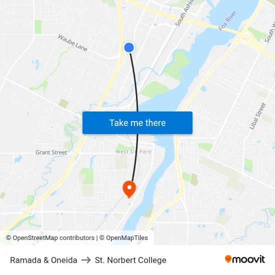 Ramada & Oneida to St. Norbert College map