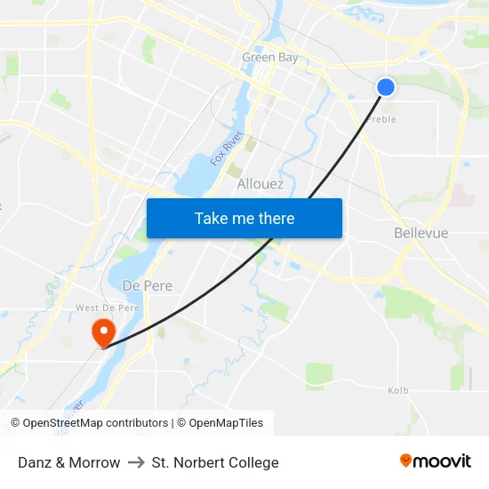 Danz & Morrow to St. Norbert College map