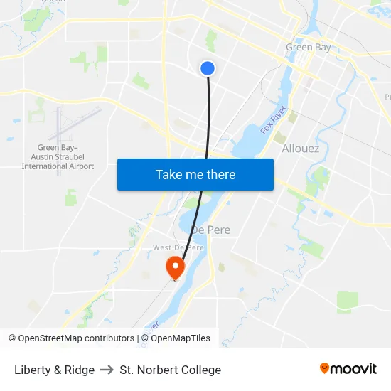Liberty & Ridge to St. Norbert College map