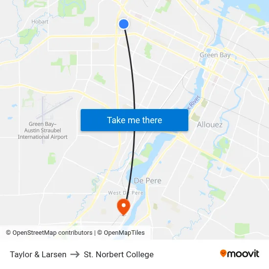 Taylor & Larsen to St. Norbert College map