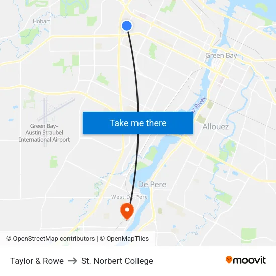 Taylor & Rowe to St. Norbert College map