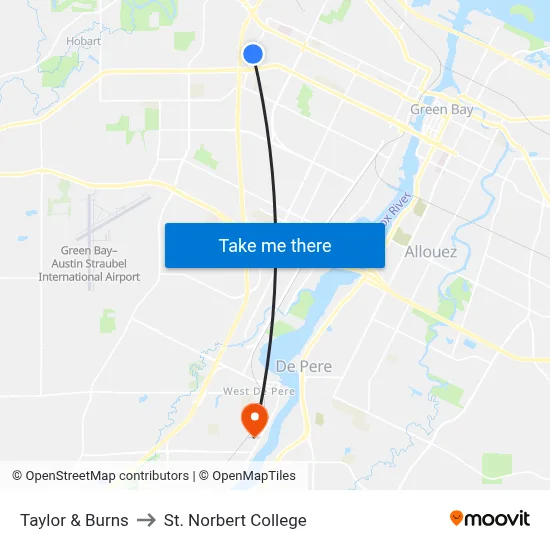 Taylor & Burns to St. Norbert College map